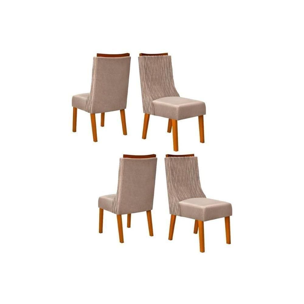 Kit 4 Cadeiras 4 Un Freijó Veludo Kraft