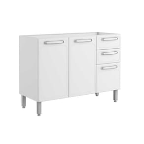 Gabinete De Cozinha Modulado Balcão Evidence 7024 3 Portas 2 Gavetas S/ Tampo Branco - Bertolini