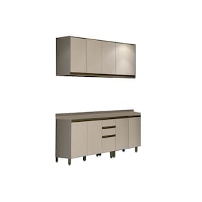 Cozinha Modulada Completa Connect 6pçs 2 Armários 2 Balcões 2 Complementos C6P06 Duna/Cristal Henn