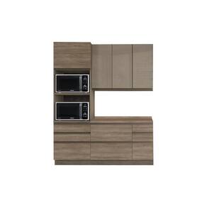 Kit De Cozinha 4pçs ( 1 Balcão + 1 Paneleiro +1 Armário + 1 Complemento) Cz163 Nogal - Kappesberg
