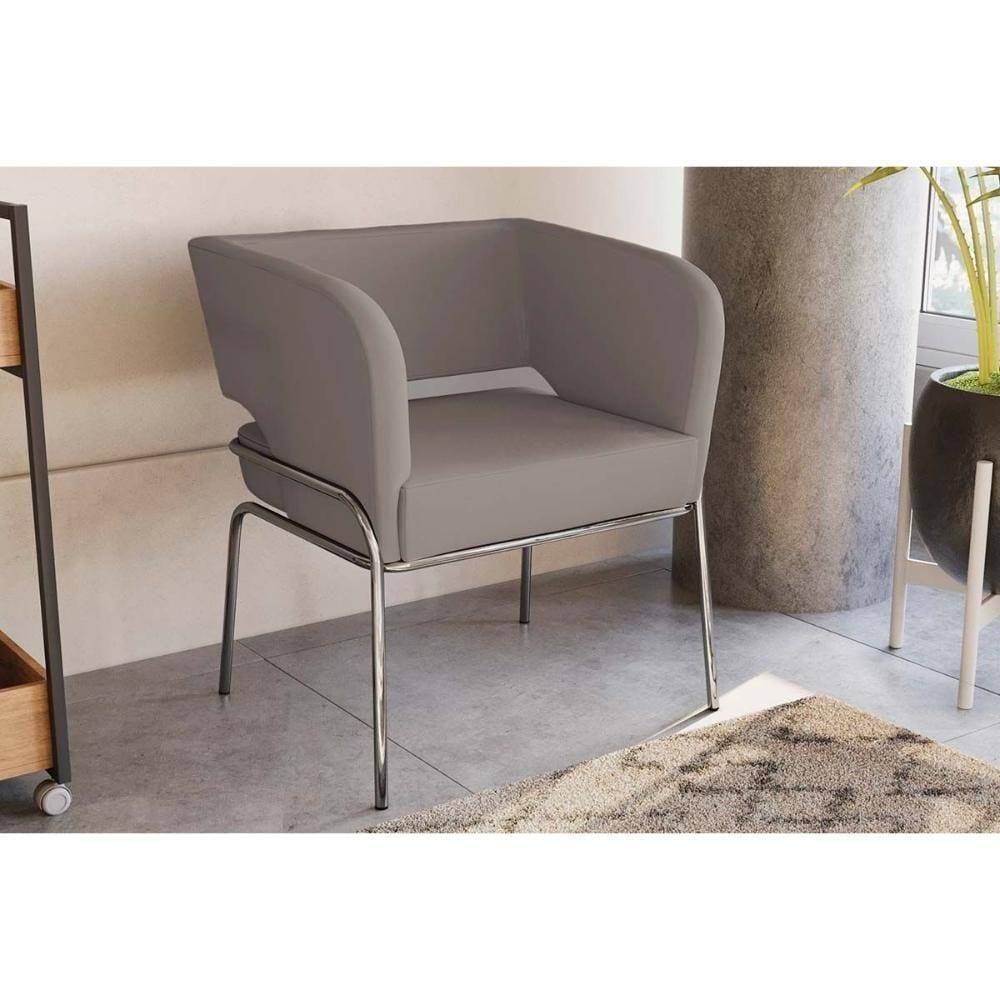 Poltrona Decorativa P- Sala Urbana Deluxe Cinza Claro - Kappesberg