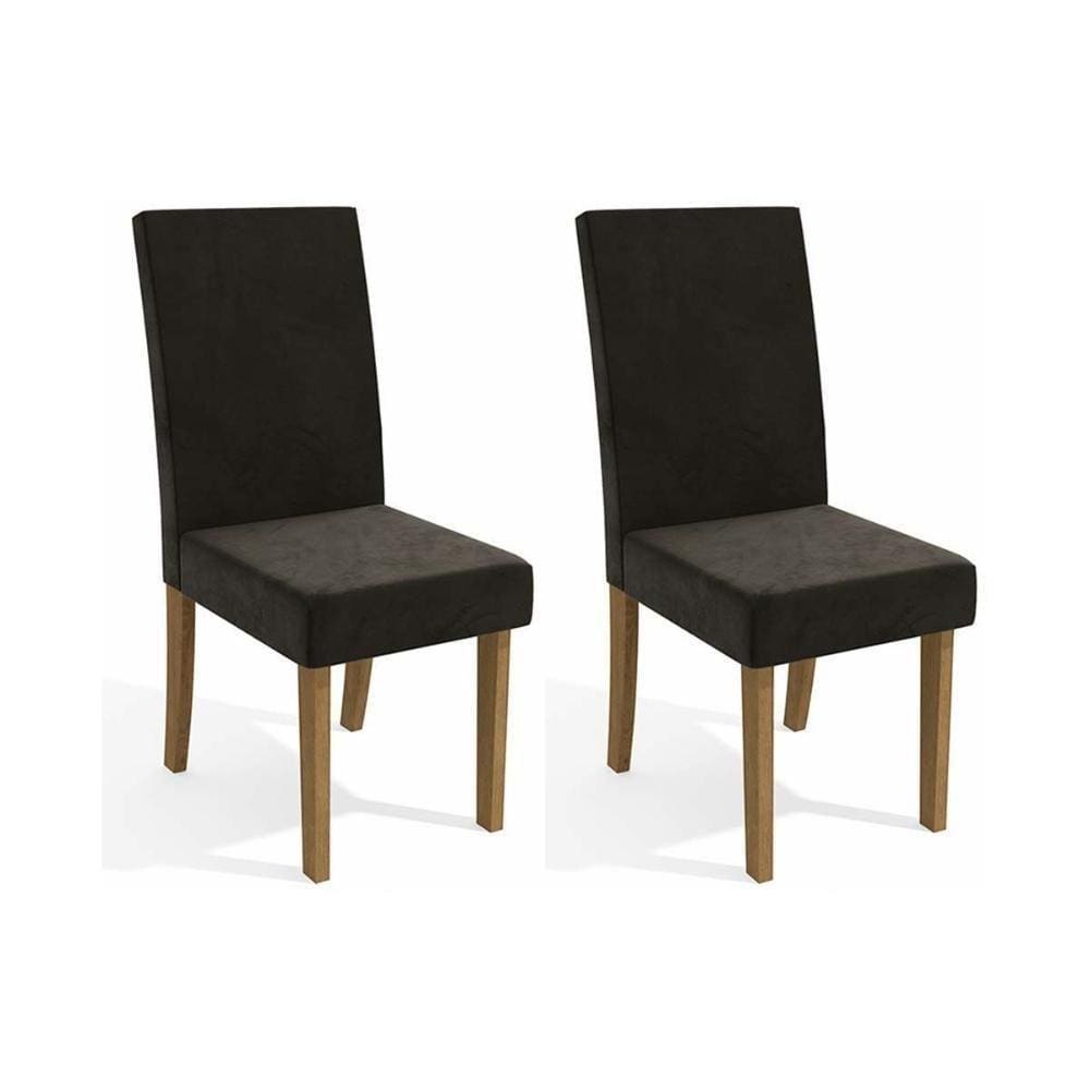 Cadeira Sala De Jantar 2cad131 Kit 2 Un Freijó - Assento-encosto Linho Chumbo Escuro A - Kappesberg