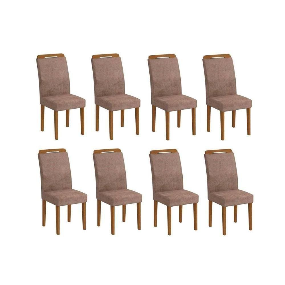 Conjunto: Mesa Sala Jantar Athenas Kit 8 Un Capuccino-animale Chocolate - Rufato