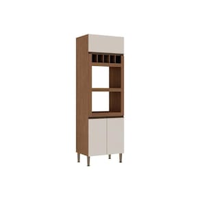 Paneleiro De Cozinha Conecta C/ 3 Portas C/ Adega Off White/ebano - Genialflex