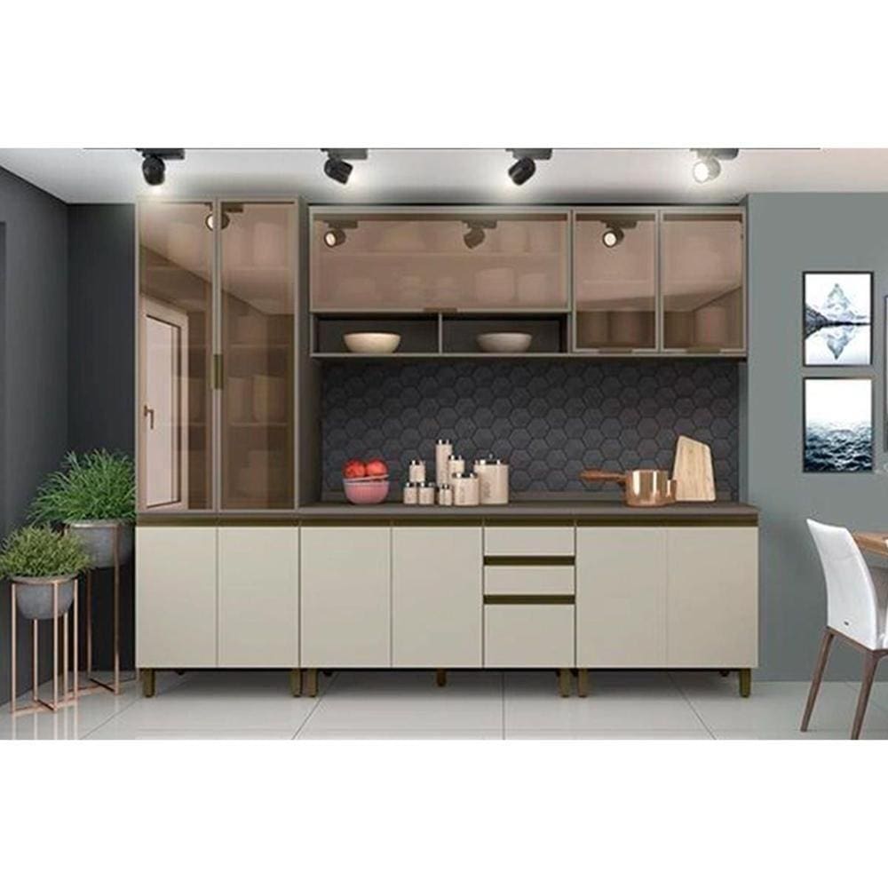 Cozinha Completa Connect ( Armários Balcões Paneleiro Complementos) Duna/cristalHenn