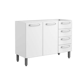 Módulo Cozinha Bertolini Evidence Balcão 7026 2 Portas E 4 Gavetas S/ Tampo Branco