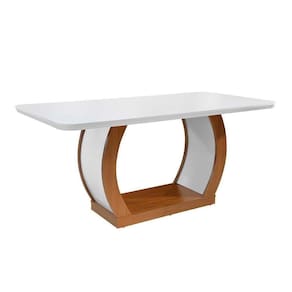 Mesa De Sala Jantar Jade + Tampo Madeirado Curvo 180x90cm Imbuia-off White