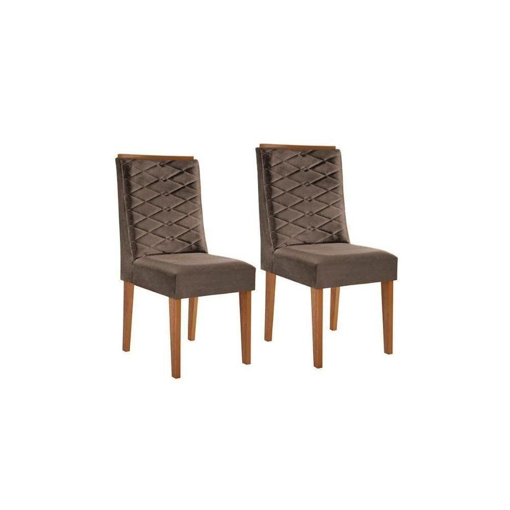 Kit 2 Cadeiras Dafne Imbuia Veludo Capuccino