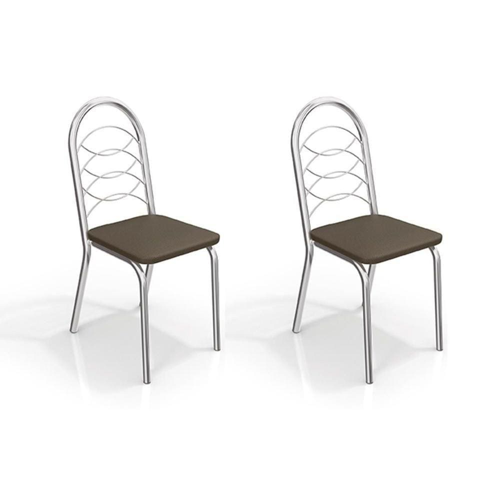 Kit 2 Cadeiras Holanda 2c009 Cromado Courano Marrom