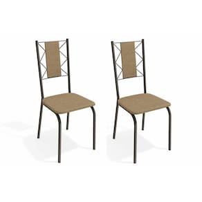 Kit 2 Cadeiras Lisboa 2c076brz Bronze Linho Capuccino