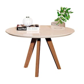Mesa de Centro Dubai Redonda Para Sala Cor Off White
