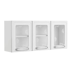 Módulo Cozinha Bertolini Evidence Armário 7009 3 Portas C/vidro Branco