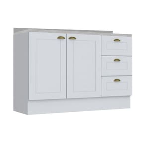 Gabinete De Cozinha Modulado Balcão Americana 2 Portas E 3 Gavetas C/ Tampo Branco - Henn