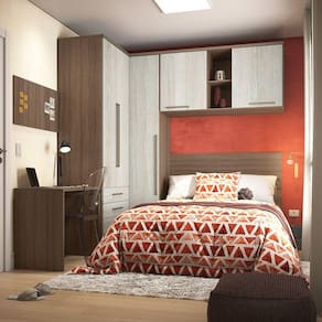 Guarda Roupa de Canto Casal 5 Portas e 4 Gavetas Vanilla com Legno Crema Connect Luciane Móveis