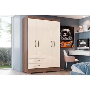 Guarda Roupa 4 Portas E 2 Gavetas Briz Be12 Castanho - Henn