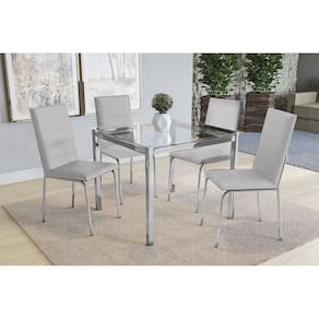 Kit Mesa Reno C- Tampo de Vidro 90cm + 4 Cadeiras Amsterdã Cromada Branco