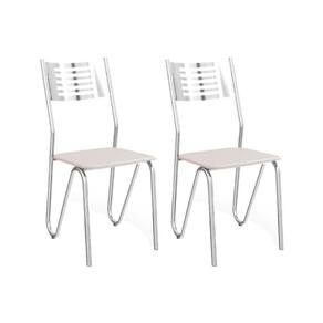 Kit 2 Cadeiras Nápoles 2c045 Cromado Courano Branco