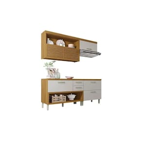 Cozinha Modulada Nesher Princesa 3 Peças (2 Balcões + Aéreo) C3P22 Freijo/Off White