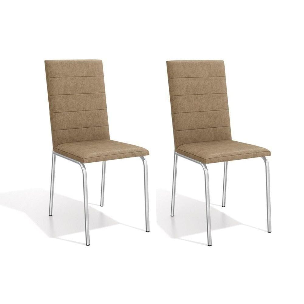 Cadeira Amsterdã 2C091 Kit Cromado Linho Capuccino