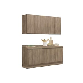 Kit Cozinha Completa 6 Peças Maxxi (2 Armários 2 Balcões 2 Complementos) C6p23 Nogal - Kappesberg