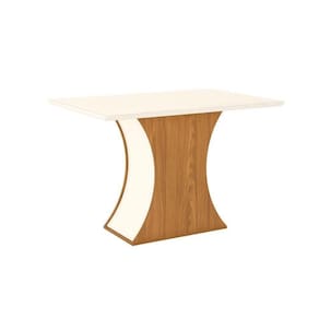 Mesa De Sala Jantar Luiza Sc18 + Tampo Madeirado Reto 120x80cm Nature-off White