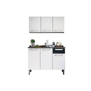 Cozinha Completa Evidence 2 Peças (1 Armário + 1 Balcão) C2P07 Branco/Preto - Bertolini