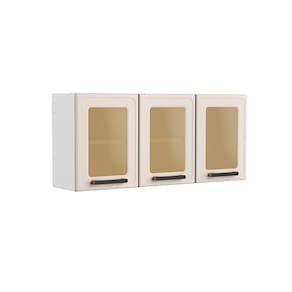 Módulo Cozinha Bertolini Origens Armário 7009 3 Portas C- Vidro Branco-areia