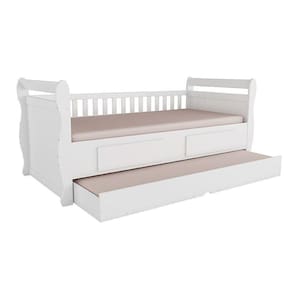 Cama De Babá Maria C/ 2 Gavetas E Auxiliar Branco - Peroba