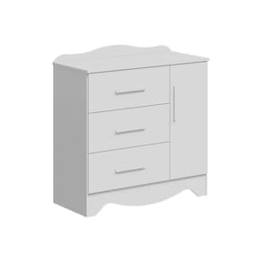 Cômoda De Quarto Clara C-1 Porta Lisa E 3 Gavetas Branco Brilho - Peroba