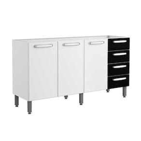 Gabinete De Cozinha Modulado Evidence 7028 3 Portas E 4 Gavetas S/ Tampo Branco/preto - Bertolini