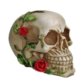 Crânio Rosas trepadeira enfeite resina decorativo