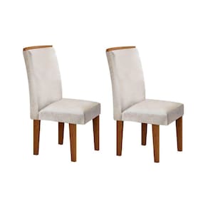Cadeira Sala De Jantar Lunara Kit 2 Un Imbuia/veludo Creme - Rufato