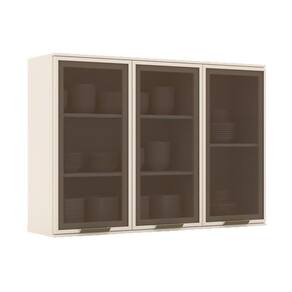 Armário De Cozinha Modulado Connect C/ 3 Portas Vidro 120cm Off White - Henn