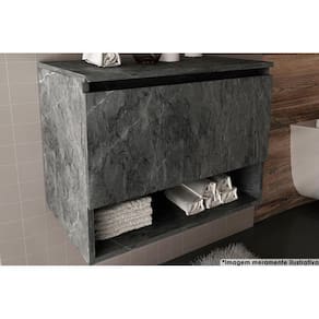 Gabinete De Banheiro Suspenso Bn3606 1 Porta Cor Mármore Lunar - Tecno Mobili