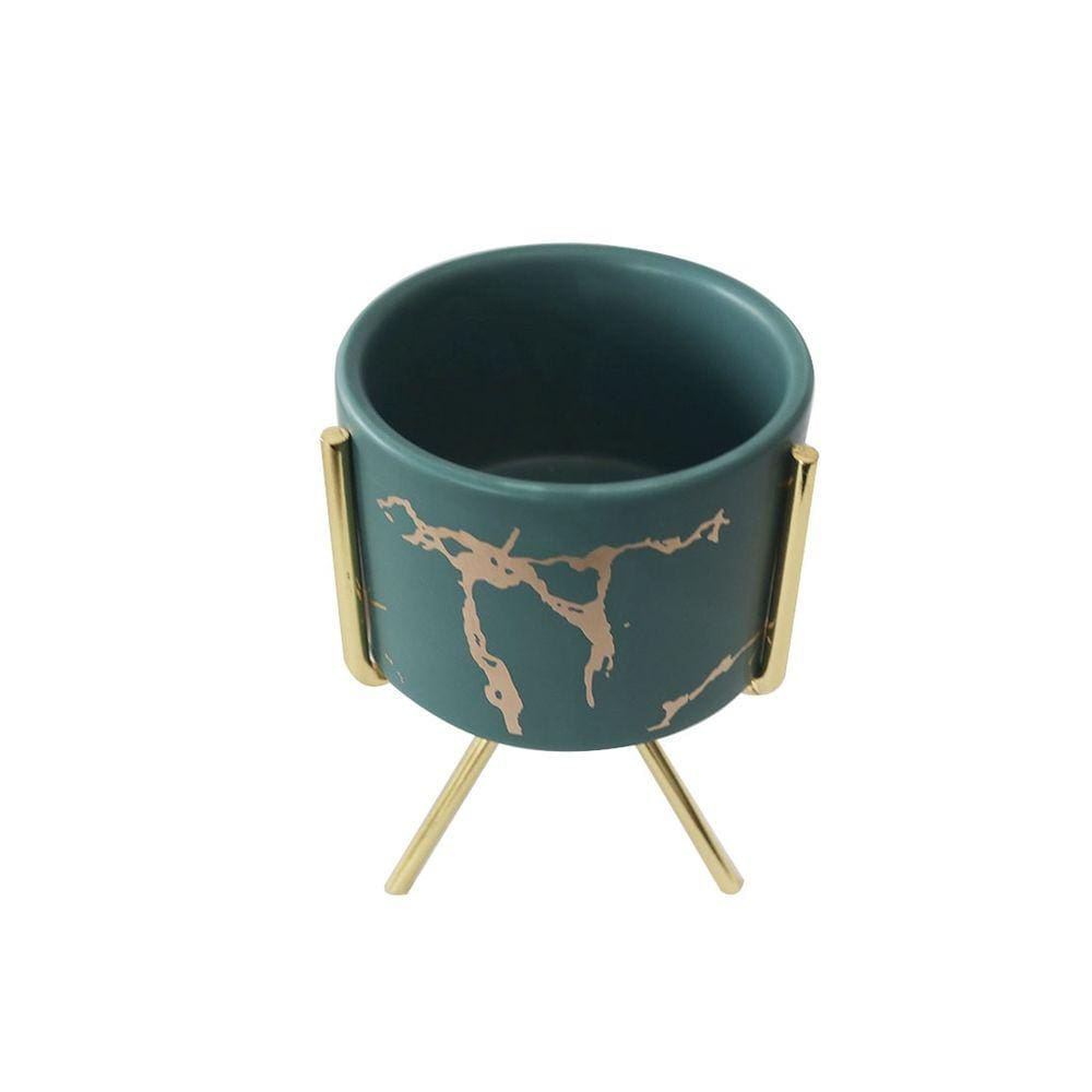Vaso De Resina Com Suporte De Metal 8.3x12.4cm
