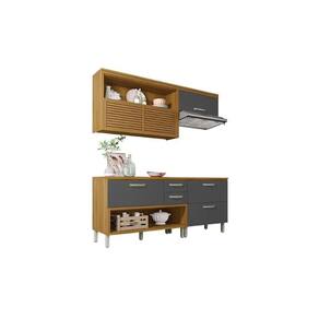 Cozinha Modulada Nesher Princesa 3 Peças (2 Balcões + Aéreo) C3P22 Freijo/Grafite
