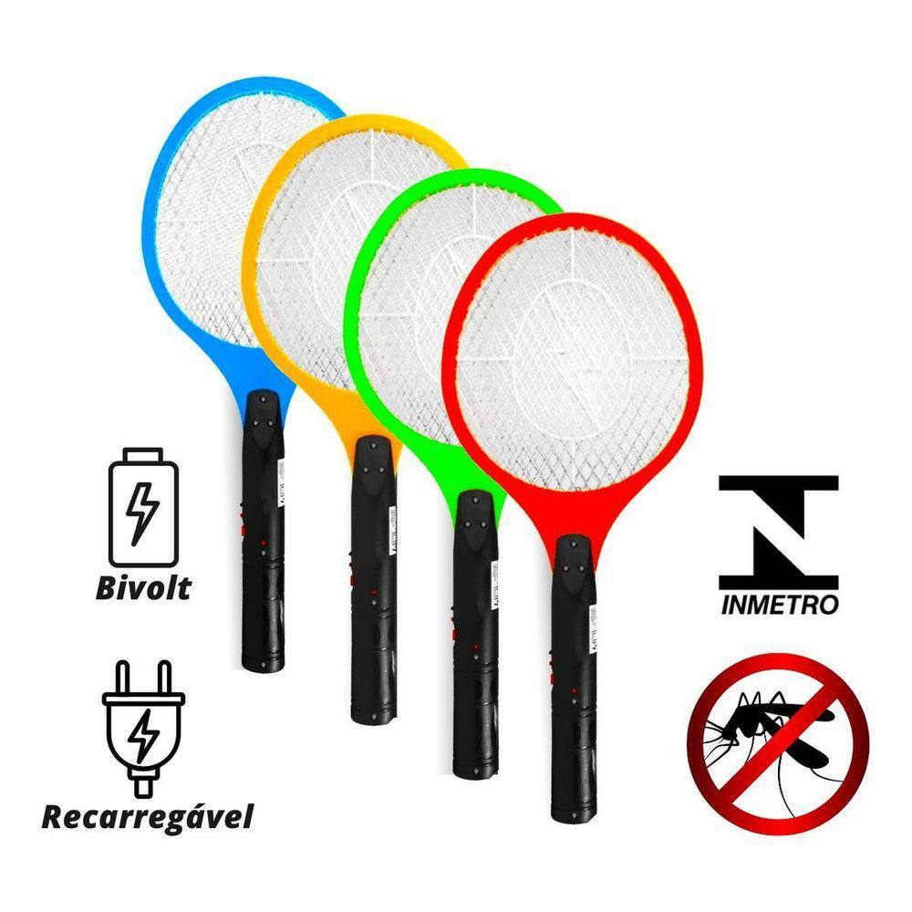 Raquete Elétrica Recarregável Mata Pernilongos Bivolt