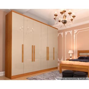 Guarda Roupa 6 Portas Veneza C- E 4 Gavetas Cinamomo-off White - Tcil Móveis