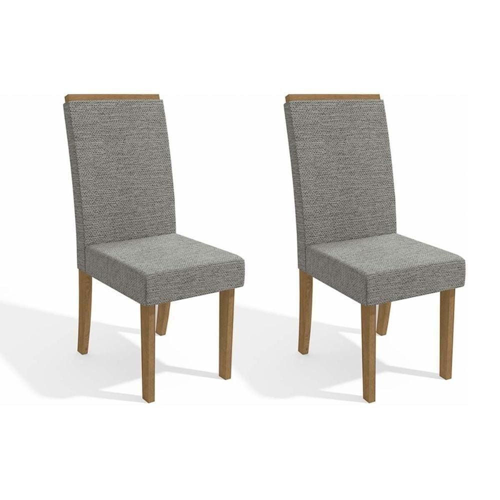 Kit 2 Cadeiras Sala Jantar 2cad142 2 Un Freijó - Assento-encosto Linho Cinza Mesclado