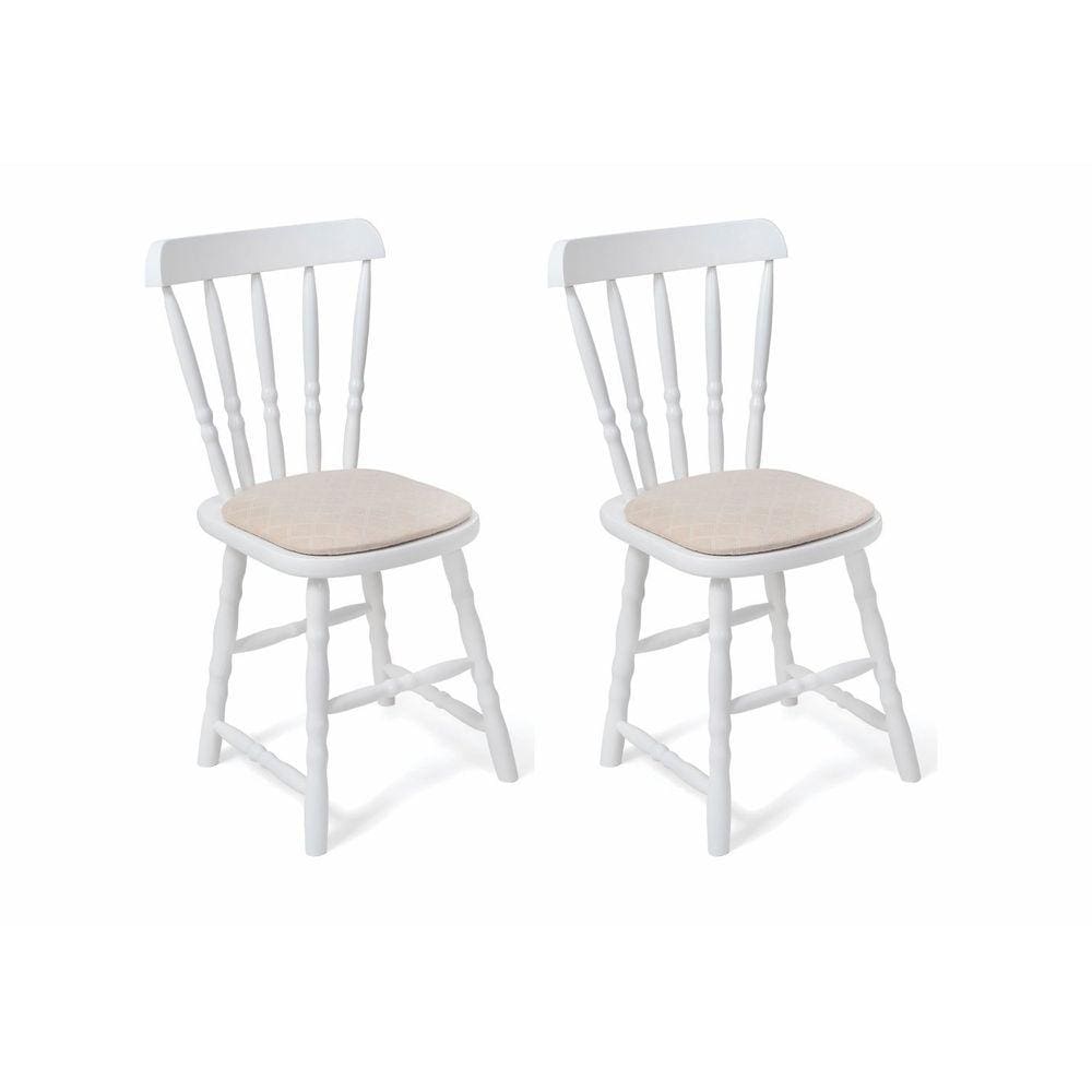 Kit 2 Cadeiras Estofadas Dalas Branco