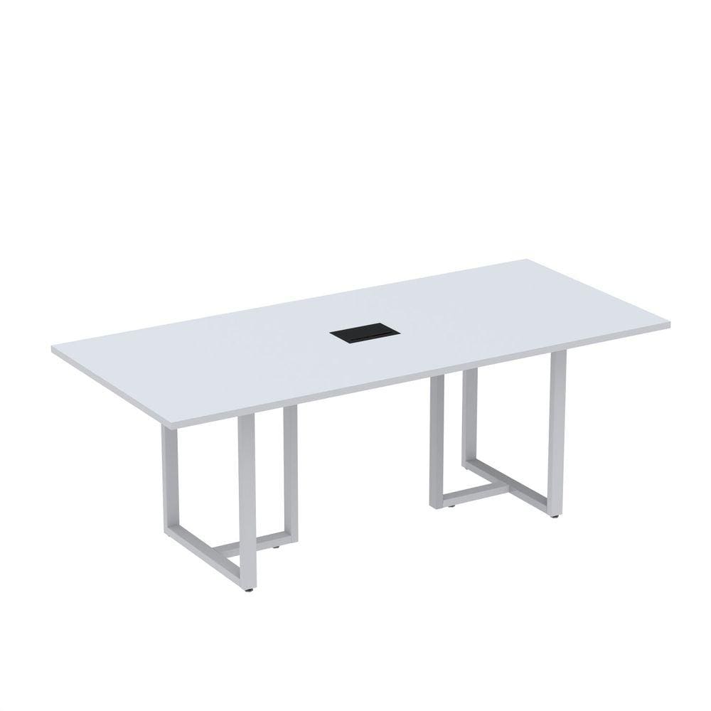Mesa de Reunião Retangular com Power Box 200x90cm MR2000P25TUB Branco