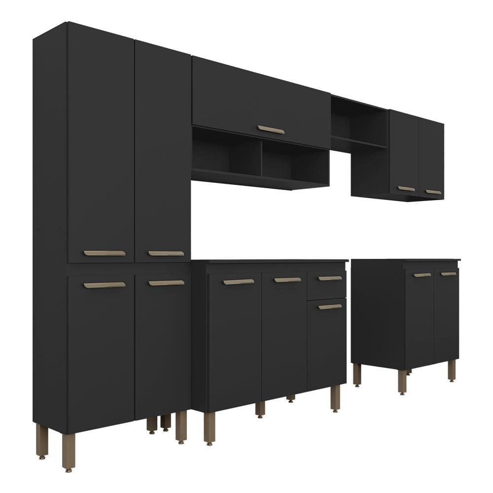 Cozinha Modulada 6 Peças 12 Portas Tieli Preto - M. Arapongas