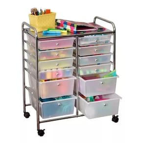Carrinho Multiuso Organizador Aço Inox C/ Rodas - 12 Gavetas