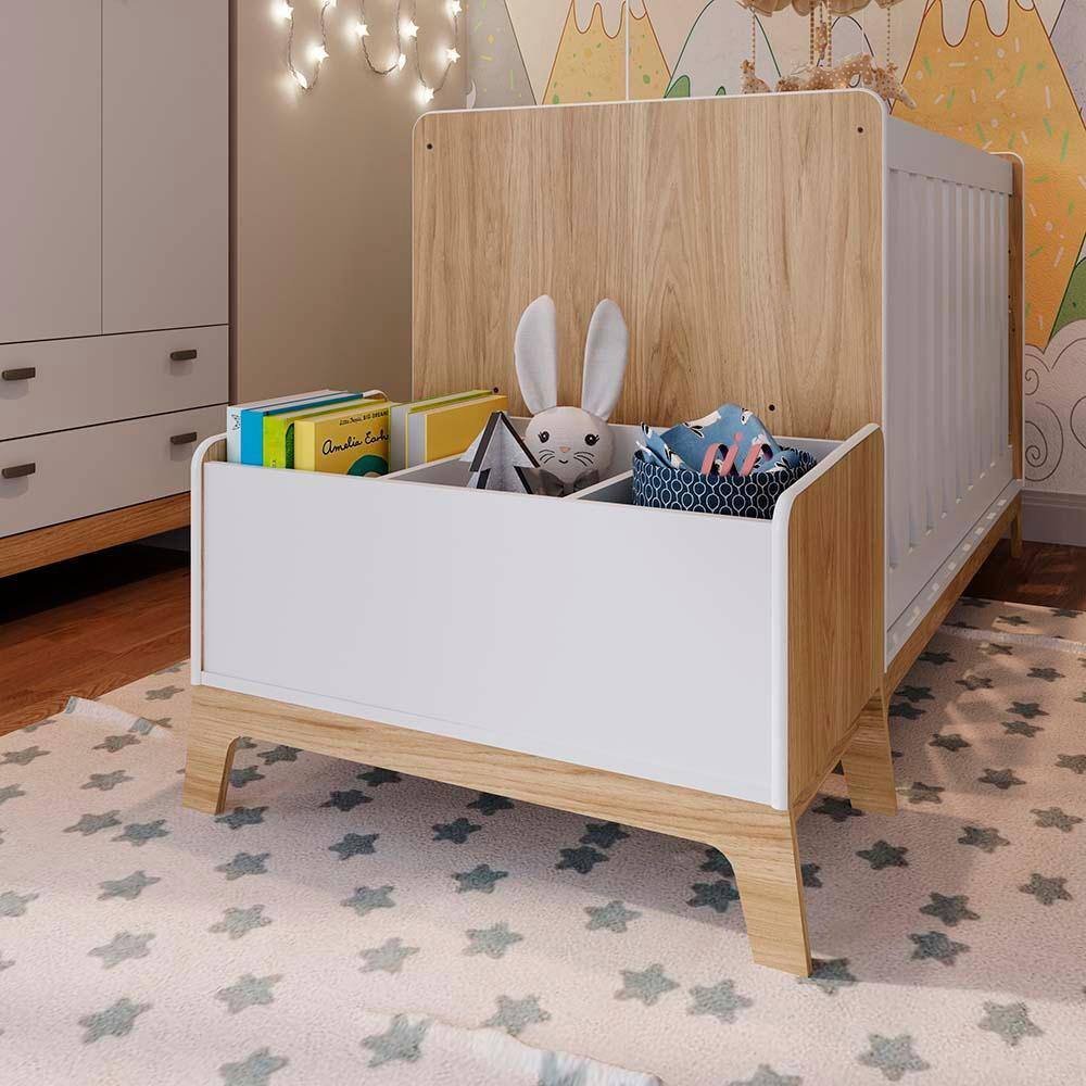 Baú Para Brinquedos Com 3 Repartições 74cm x 38cm Itapuã Branco Jessie Completa Móveis - Branco