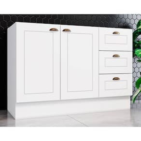 Balcão De Cozinha Modulado Americana 2 Portas E 3 Gavetas S/ Tampo Branco - Henn