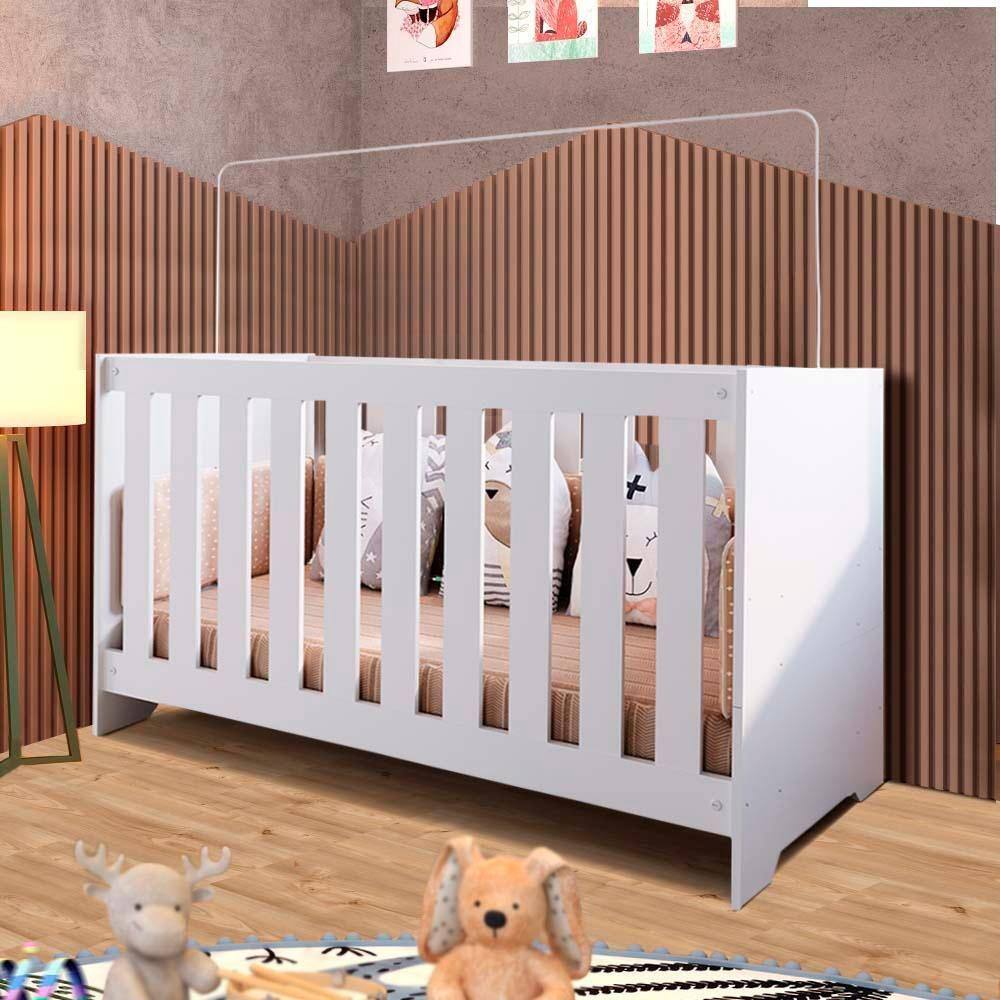Berço Mini Cama Multifuncional Americano 3 Em 1 64cm x 133cm Branco Montague Shop Jm - Branco