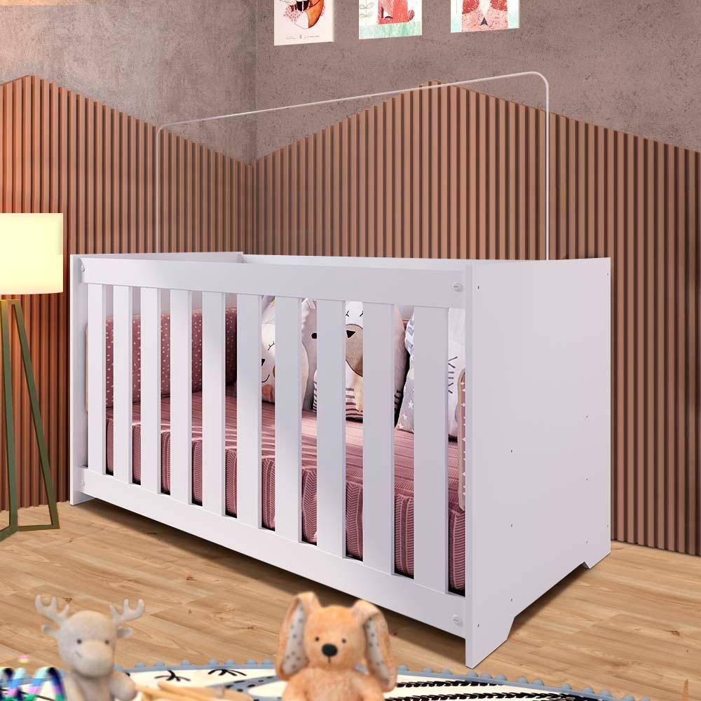 Berço Mini Cama Versátil Americano 64cm x 133cm Branco Janet Shop Jm - Branco