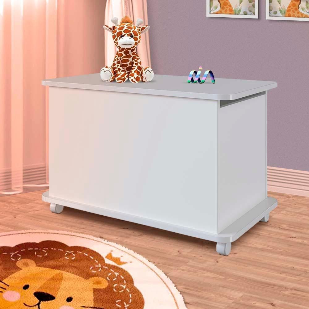 Baú Para Brinquedos Com Rodízios 68cm x 38cm Branco Slinky Shop Jm - Branco