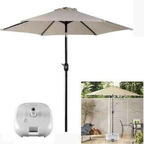 Ombrelone para Piscina 2,5m Com Base Plástica Branca de Manivela Articulado Ipanema Bege - AMZ