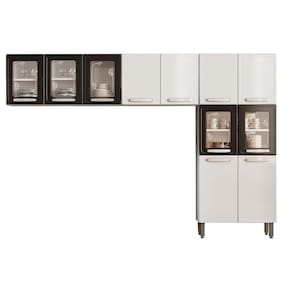 Cozinha Modulada Bertolini Evidence 3 Peças (2 Armários + 1 Paneleiro) Cpt53 Branco/Preto